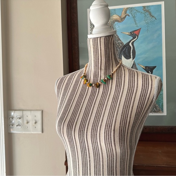 Golden Pearl & Italian Colorful Glass Beads Short Necklace Handmade OOAK - Picture 14 of 15